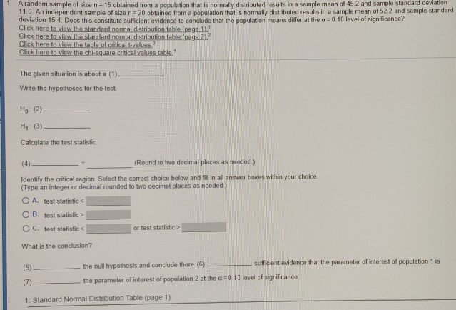 Solved A random sample of size n = 15 obtained from a | Chegg.com