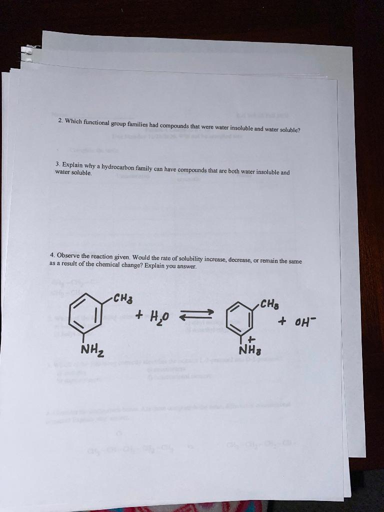 Solved Lab assignment: Complete Table 1 Water Solubility and | Chegg.com