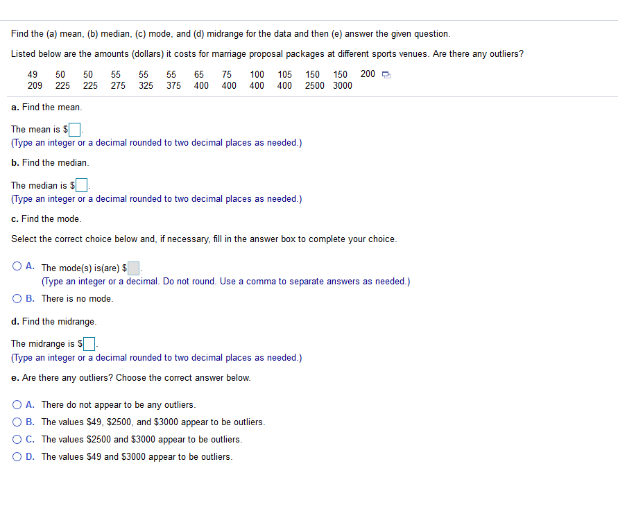 Solved Find The (a) Mean, (b) Median, (c) Mode, And (d) | Chegg.com