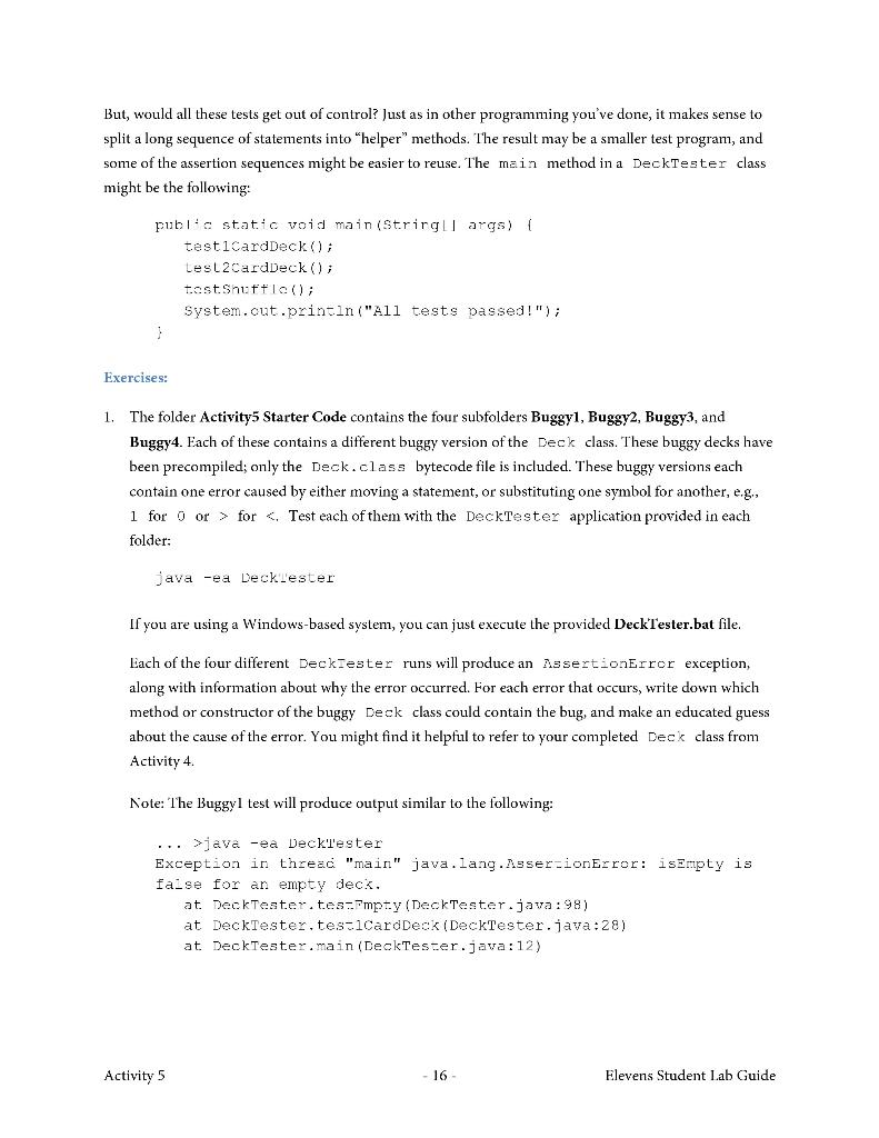 Solved Activity 5: Testing with Assertions (Optional) | Chegg.com