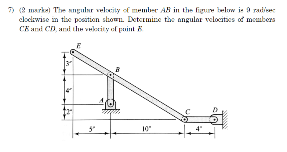 Solved (2 marks) The angular velocity of member AB in the | Chegg.com