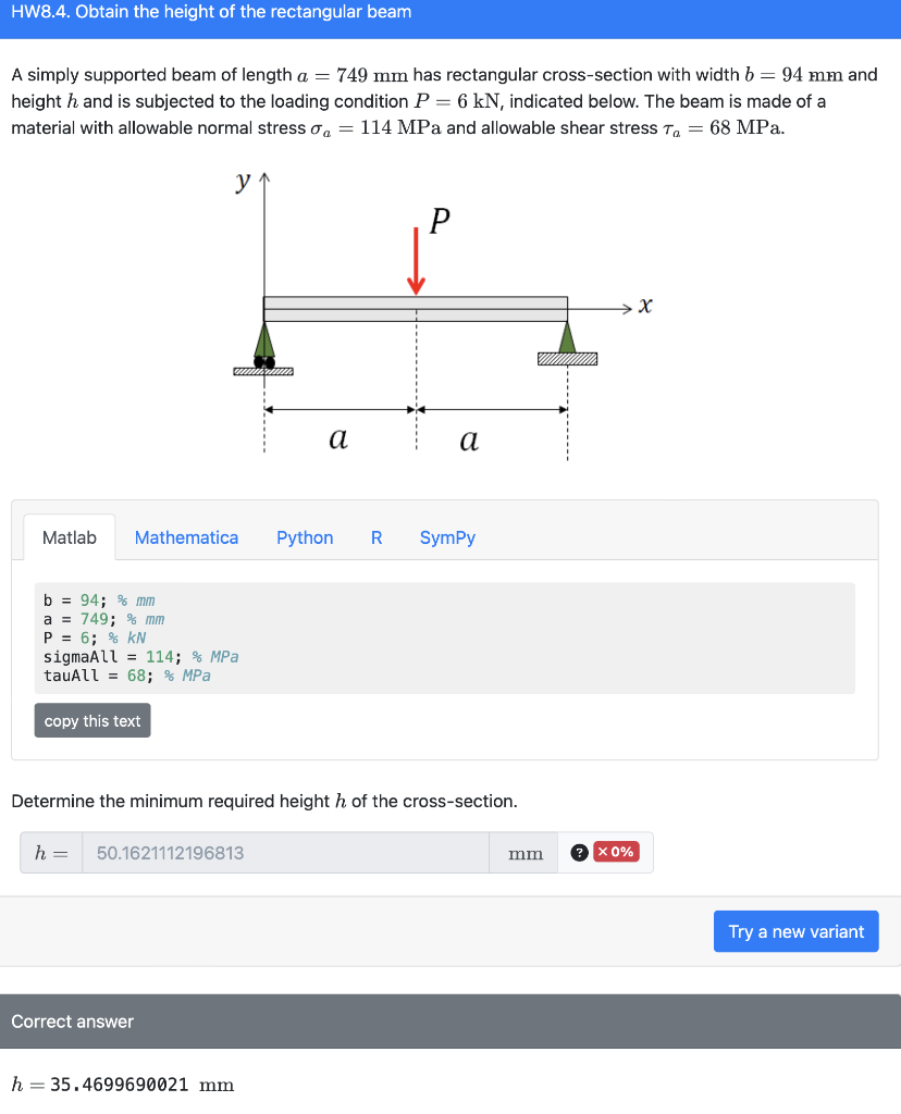 Solved A Simply Supported Beam Of Length A Mm Has Chegg Com