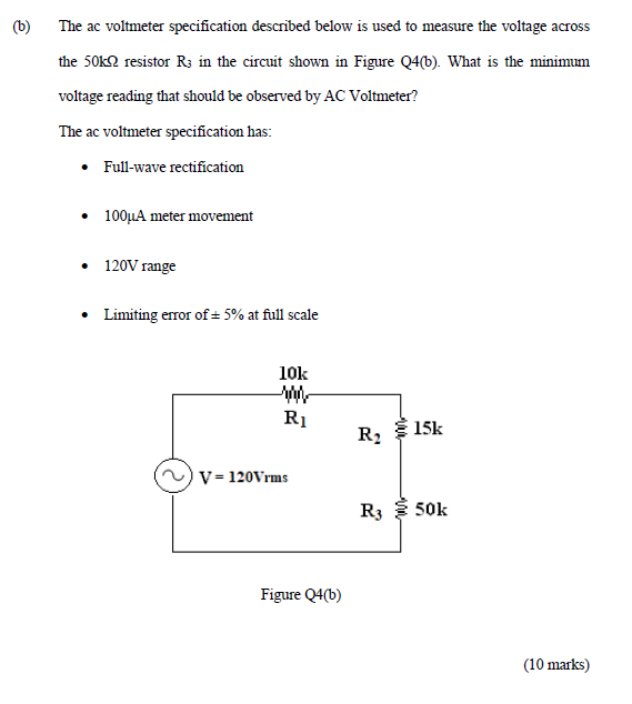 Solved (6) The ac voltmeter specification described below is | Chegg.com