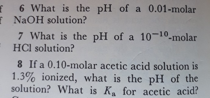 what is the ph of 0.00001 molar hcl solution