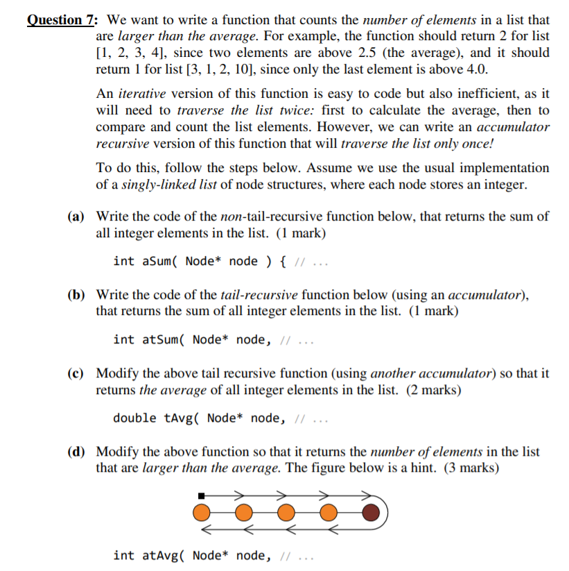 Solved Question 7: We want to write a function that counts | Chegg.com