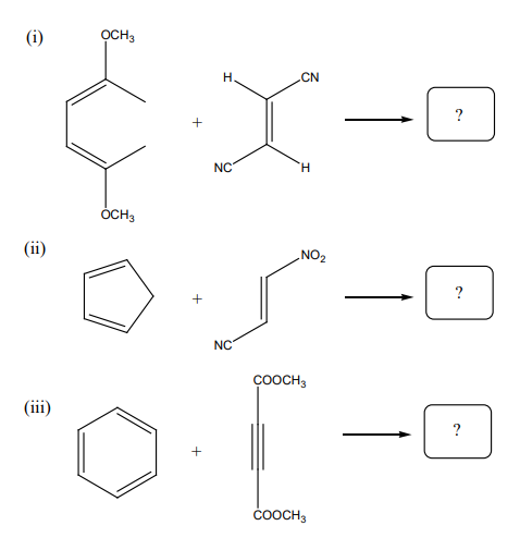 Solved (i) (ii) (iii) ỌCH3 OCH3 + + + H. NC NC .CN H NO₂ | Chegg.com