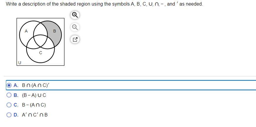 Solved Write a description of the shaded region using the | Chegg.com