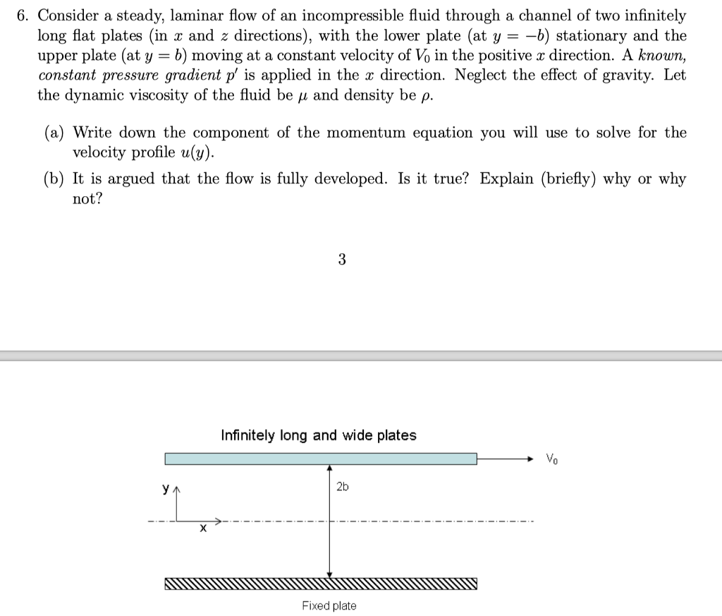 Solved = 6. Consider a steady, laminar flow of an | Chegg.com