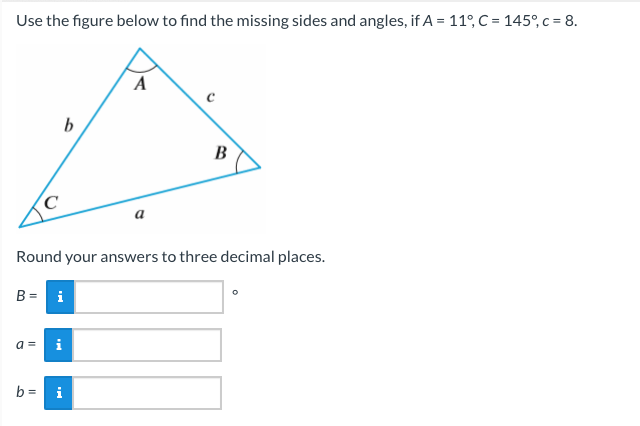 Solved Use the figure below to find the missing sides and | Chegg.com