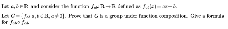Solved Let a,b∈R and consider the function fab:R→R defined | Chegg.com