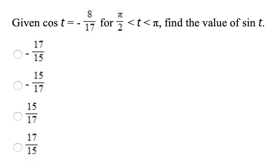Solved Use an appropriate Pythagorean identity to find | Chegg.com