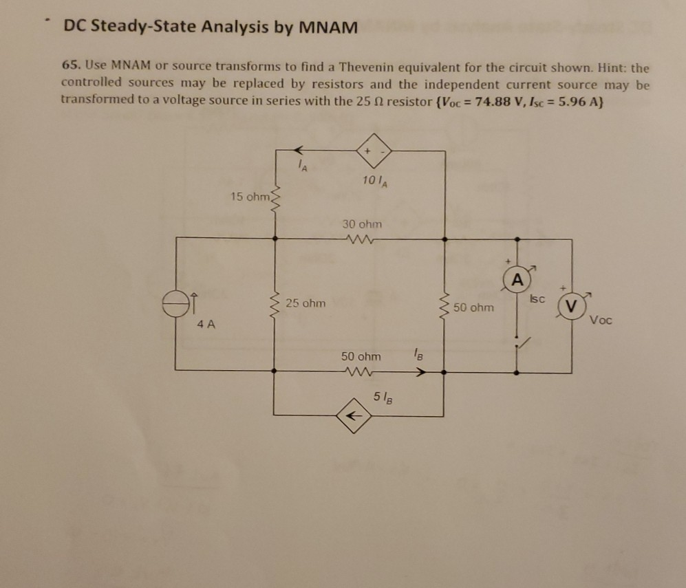 Solved DC Steady-State Analysis By MNAM 65. Use MNAM Or | Chegg.com