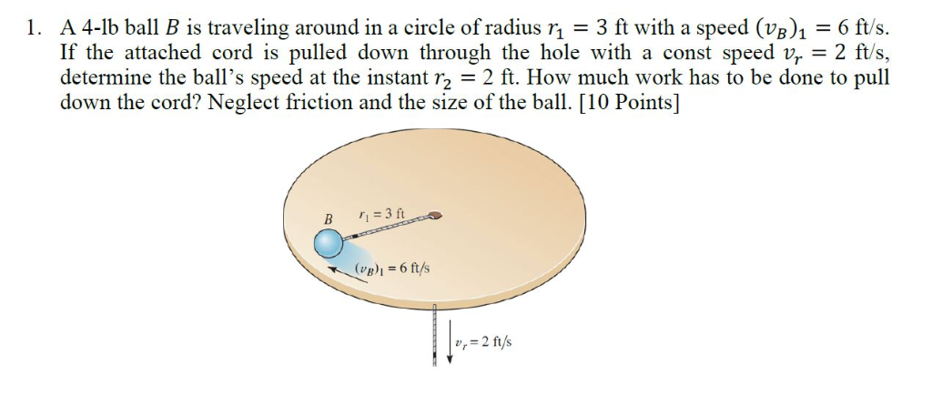 Solved 1. A 4-lb Ball 𝐵 Is Traveling Around In A Circle Of | Chegg.com