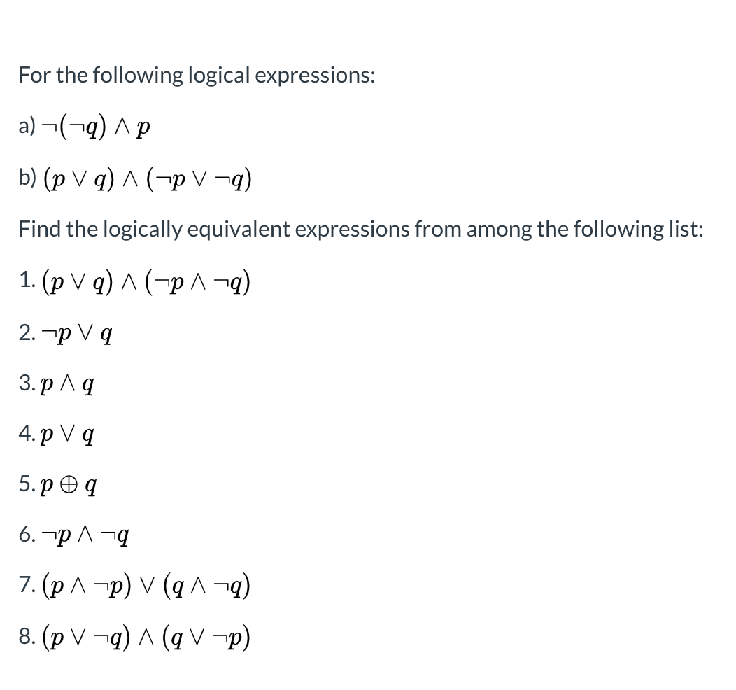 Solved For the following logical expressions: a)-(-9) AP b) | Chegg.com