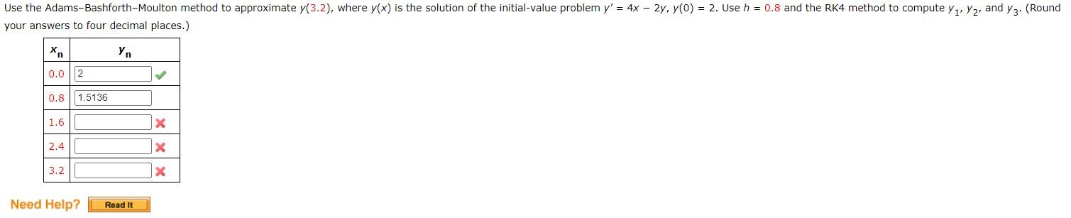 Solved Use the Adams-Bashforth-Moulton method to approximate | Chegg.com