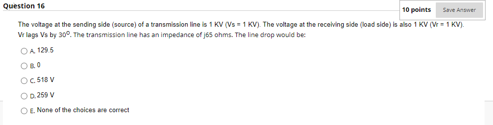 Solved The voltage at the sending side (source) of a | Chegg.com