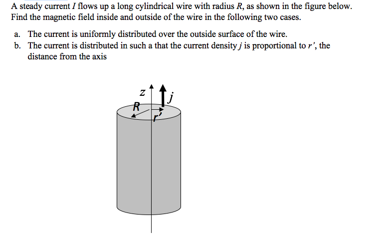 Solved A steady current I flows up a long cylindrical wire | Chegg.com