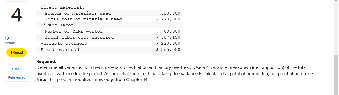 Solved 4 Dillard, Incorporated, has developed the following | Chegg.com