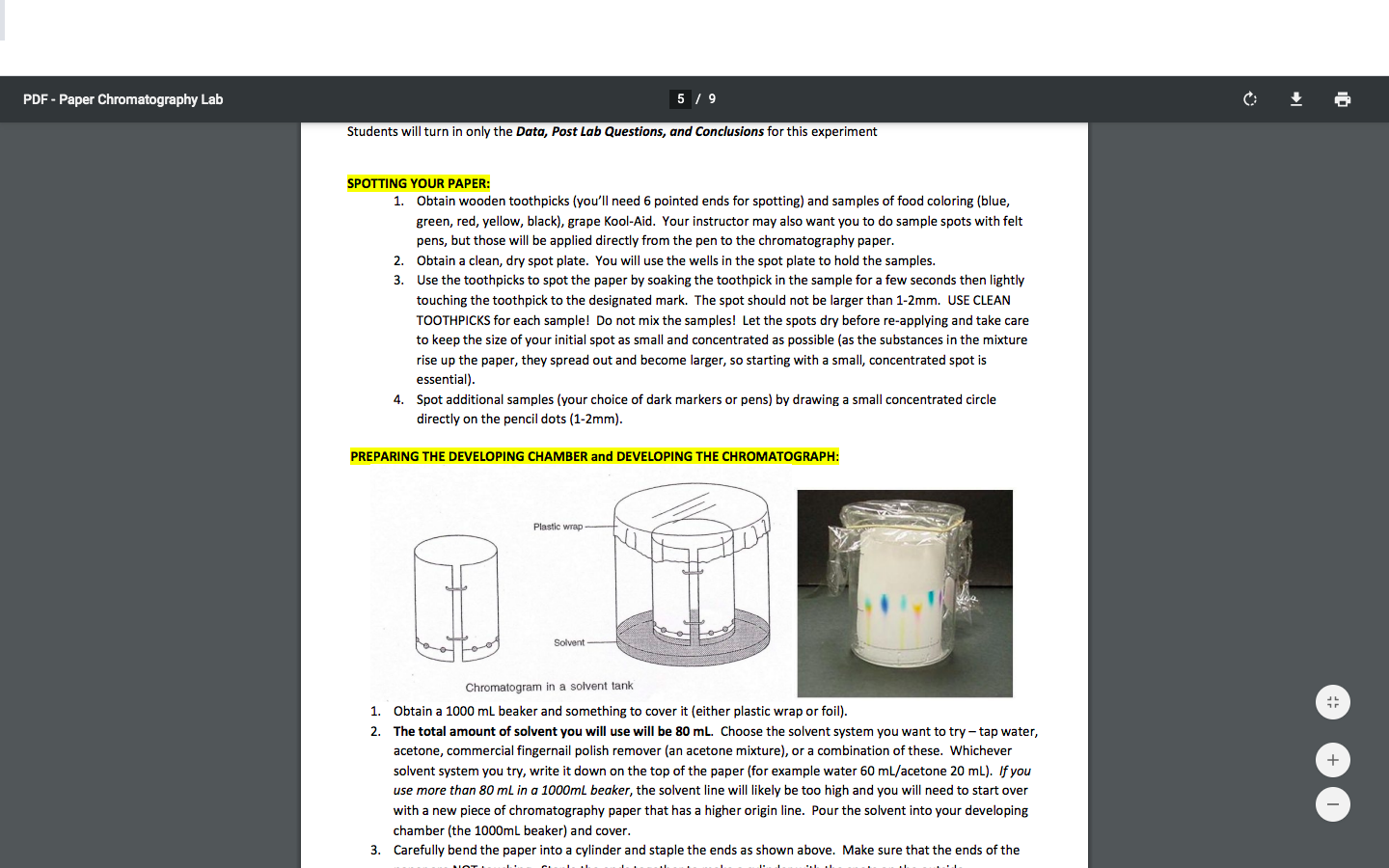 Solved PDF Paper Chromatography Lab 2 / 9 OVERVIEW OF