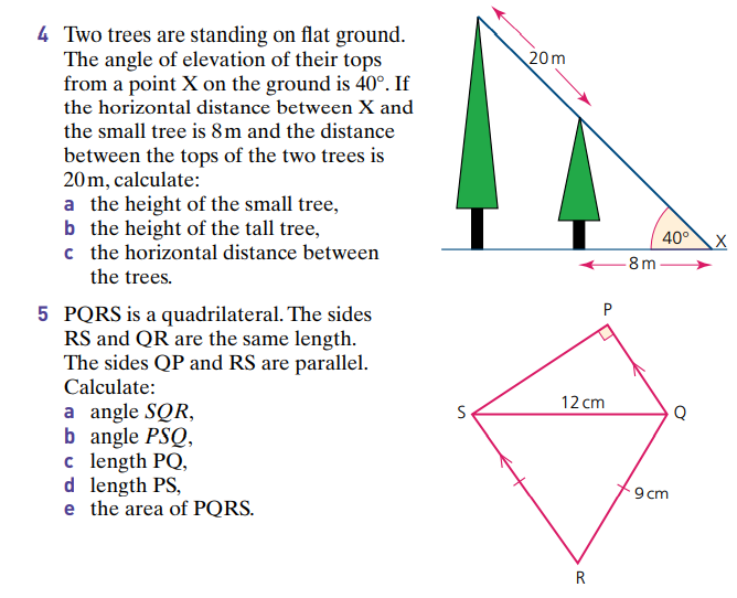Solved 20m 40° X 4 Two trees are standing on flat ground.