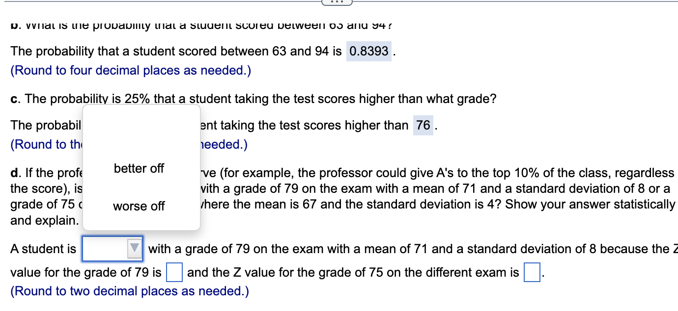 Solved A set of final examination grades in an introductory | Chegg.com