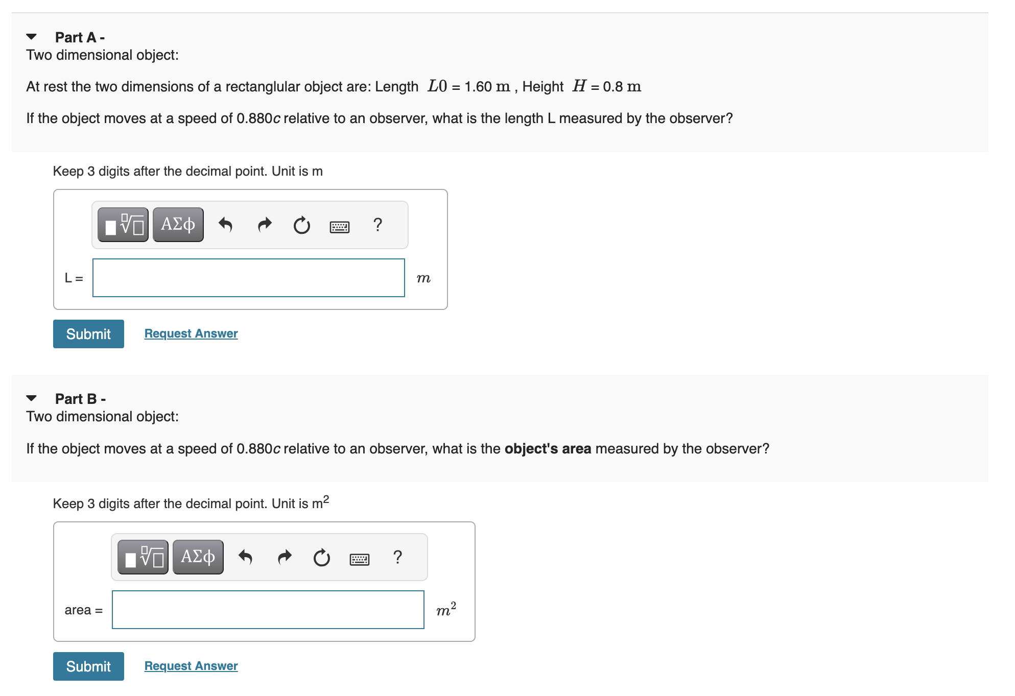 Solved Part A Two dimensional object At rest the two