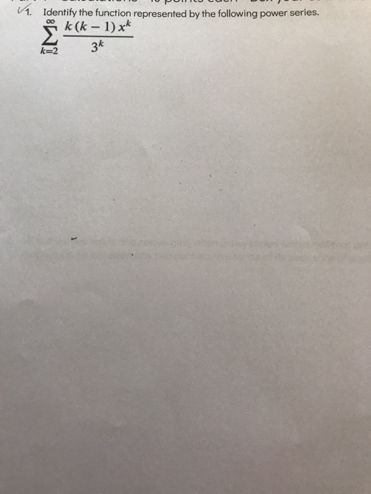 Solved 1. Identify the function represented by the following | Chegg.com