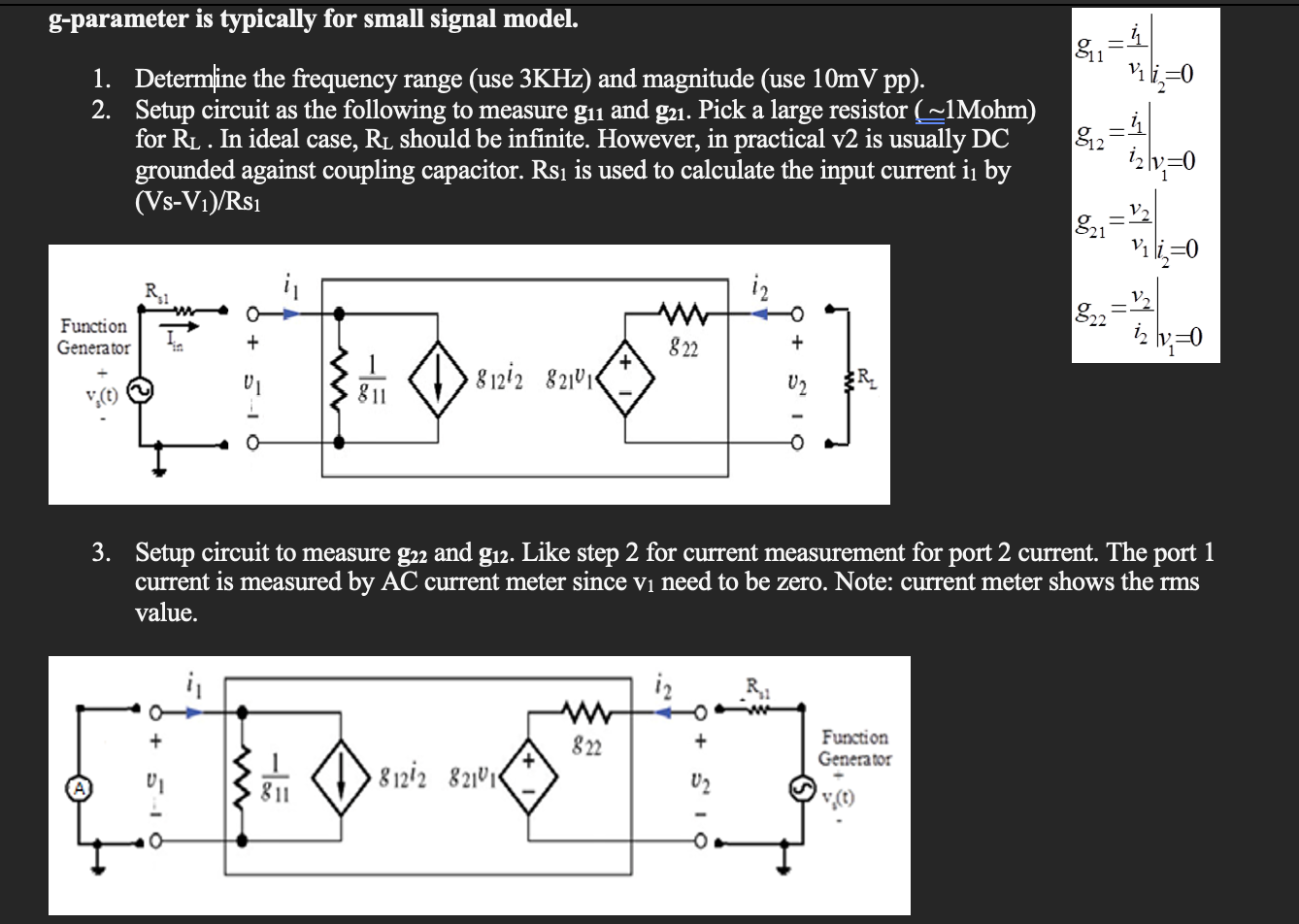 g-parameter is typically for small signal model. 1 | Chegg.com