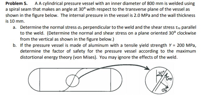 Solved Problem 5. A A cylindrical pressure vessel with an | Chegg.com