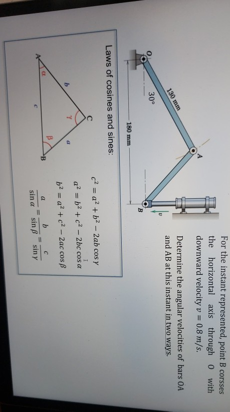 Solved For The Instant Represented, Point B Corsses The | Chegg.com