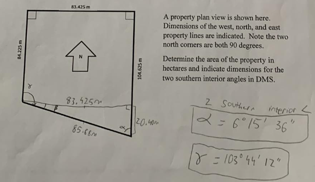 Solved A property plan view is shown here. Dimensions of the | Chegg.com