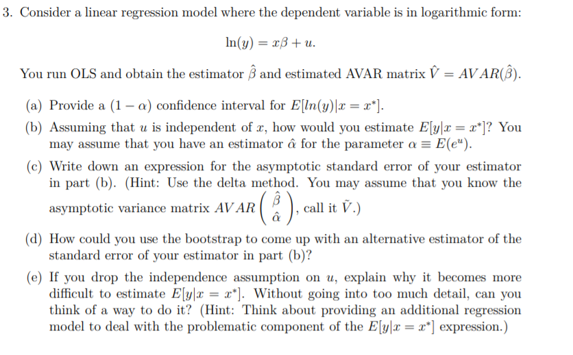 3 Consider A Linear Regression Model Where The De Chegg Com