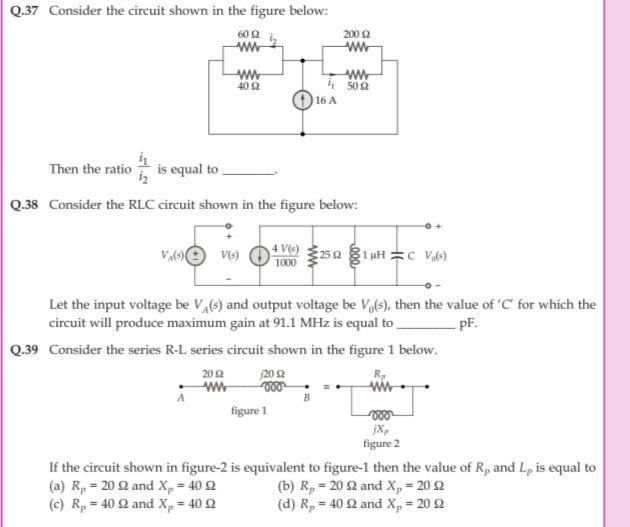 Solved Q.37 Consider the circuit shown in the figure below: | Chegg.com