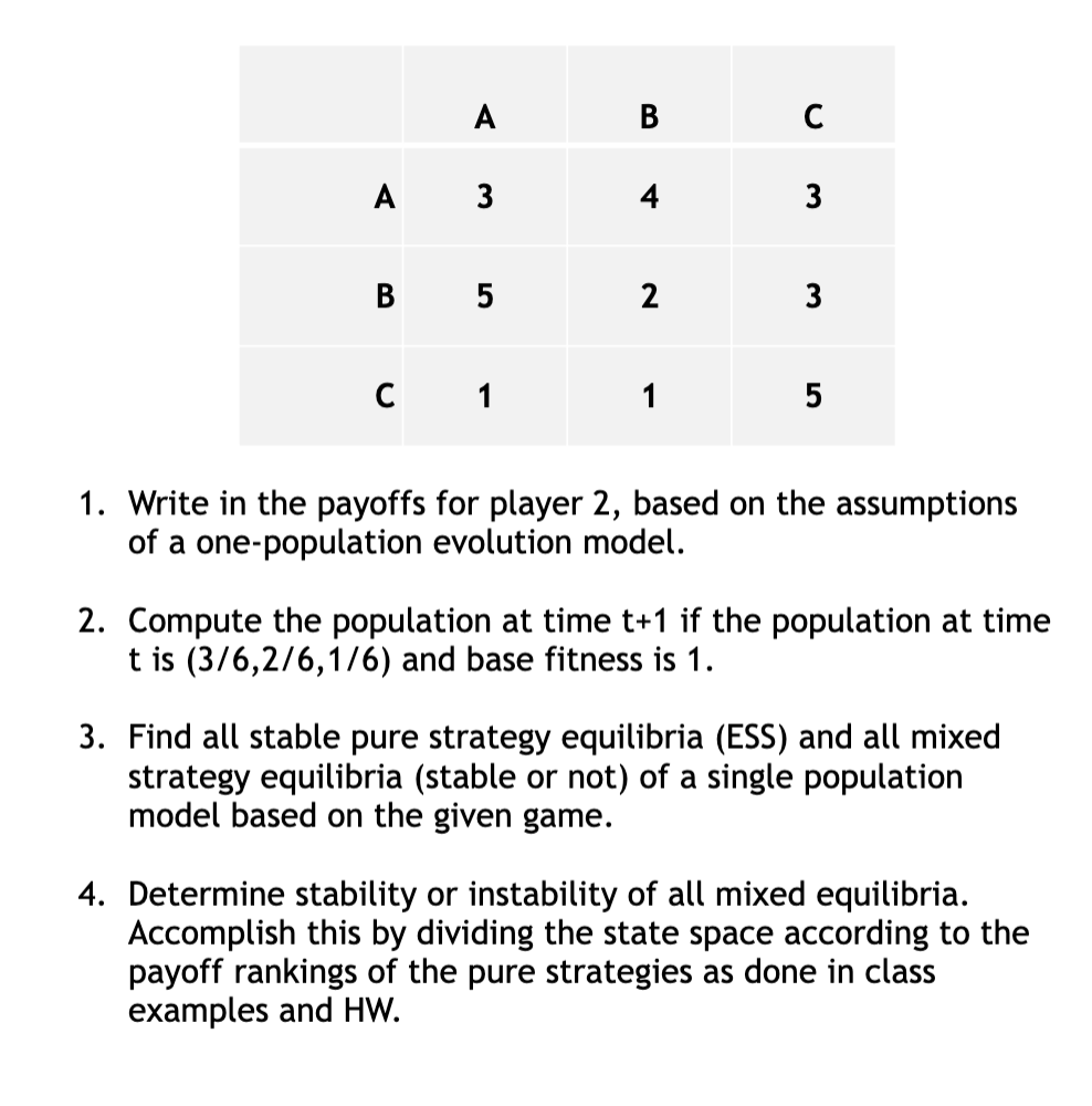 Solved 1. Write in the payoffs for player 2 , based on the | Chegg.com