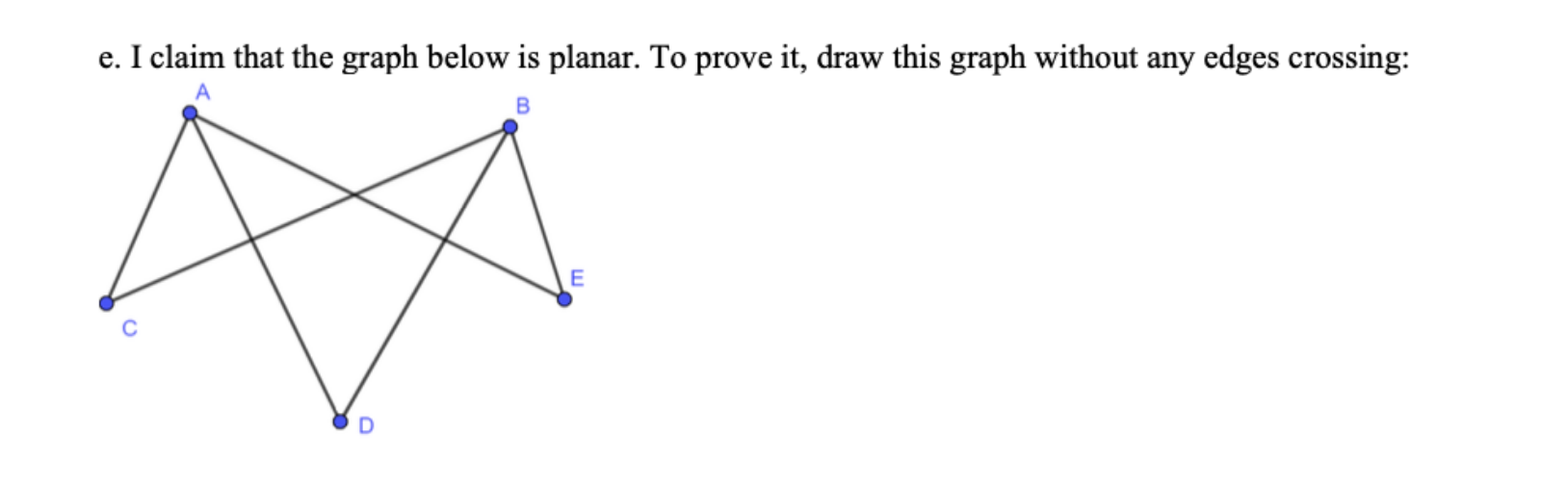 Solved e. I claim that the graph below is planar. To prove | Chegg.com