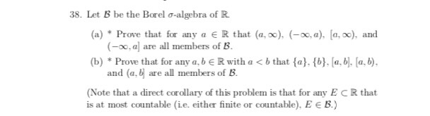 Solved Let B be the Borel sigma-algebra of R. (a) * Prove | Chegg.com