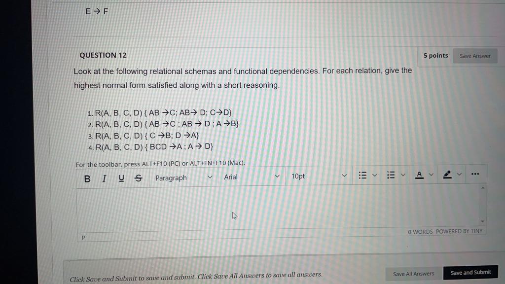 Solved E → F 5 points Save Answer QUESTION 12 Look at the | Chegg.com