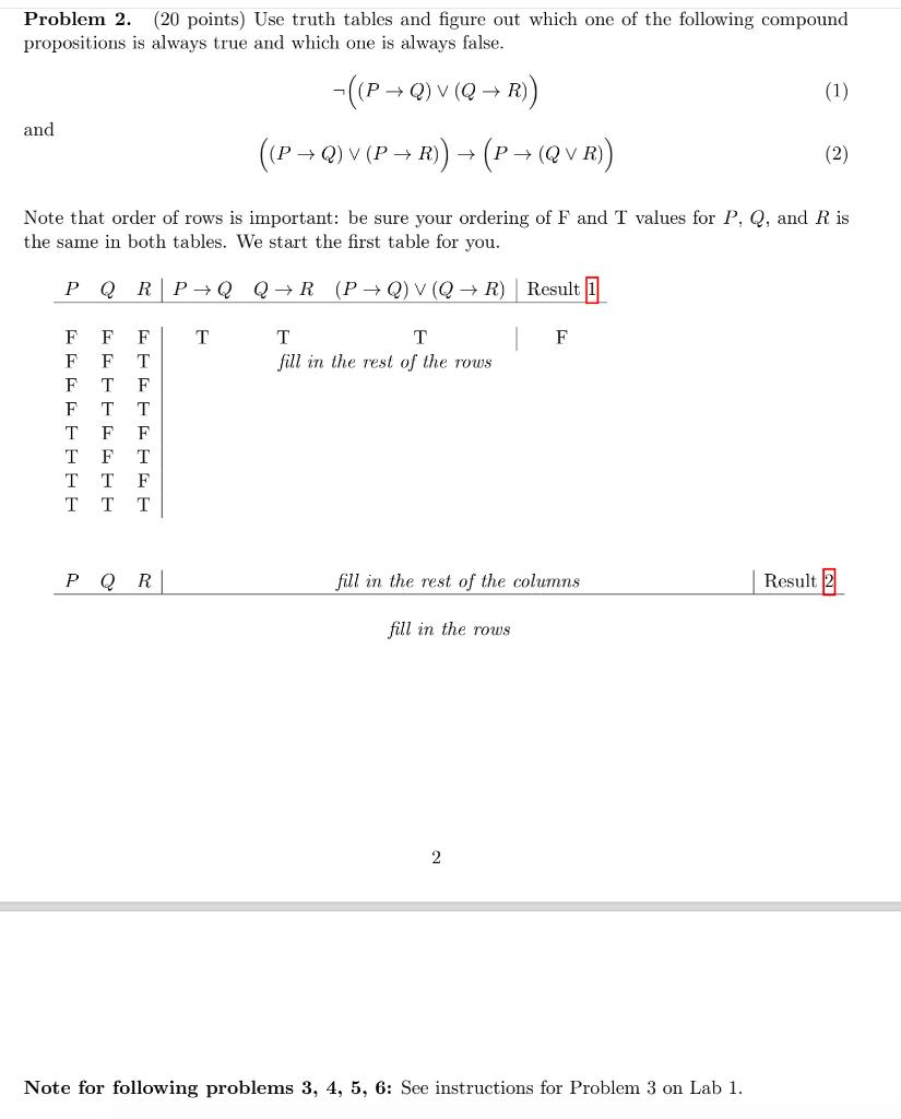 Solved Problem 2. (20 points) Use truth tables and figure | Chegg.com