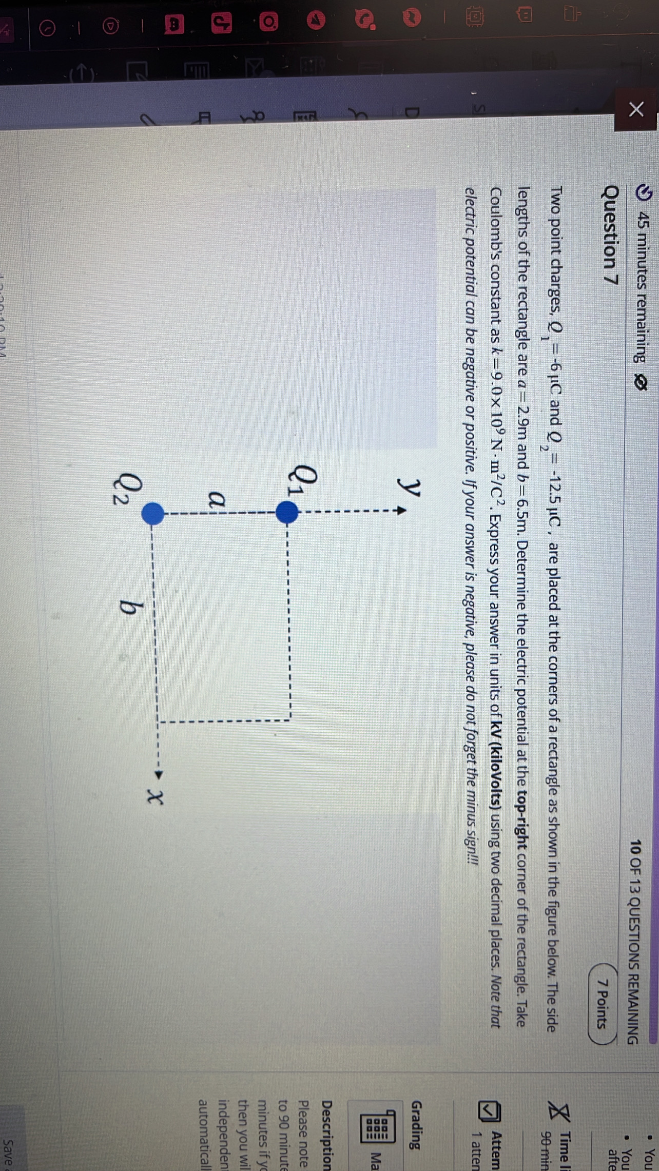 Solved Two Point Charges Q1−6μc And Q2−125μc Are Placed 0354