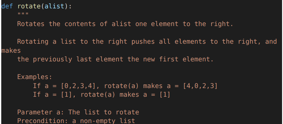 Solved def rotate(alist): : Rotates the contents of alist | Chegg.com