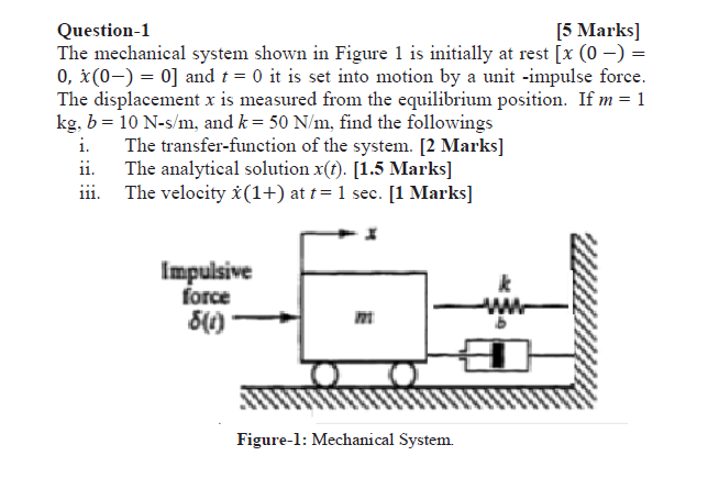Solved Question-1 [5 Marks) The mechanical system shown in | Chegg.com