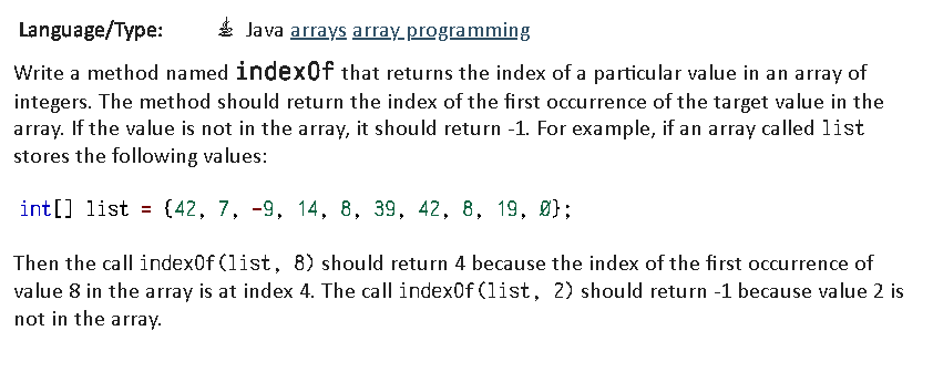 Solved Language/Type: Java arrays array programming Write a | Chegg.com