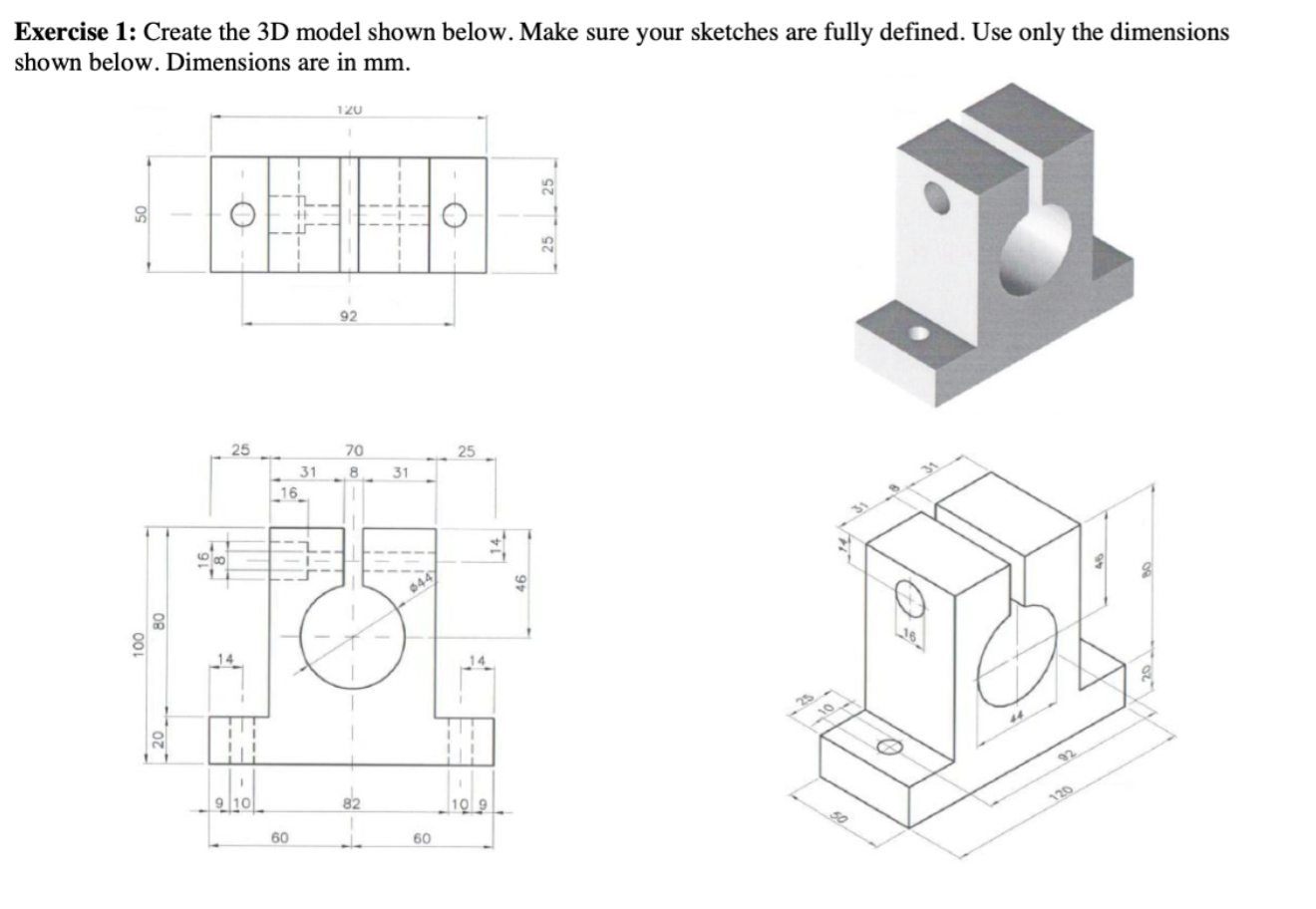 Solved Use SolidWork Software to sketch this shape (make | Chegg.com