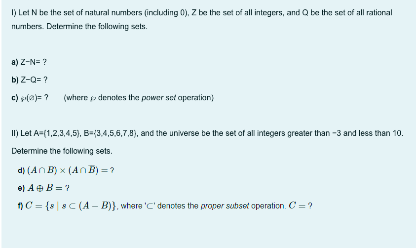 Solved 1) Let N Be The Set Of Natural Numbers (including 0), | Chegg.com