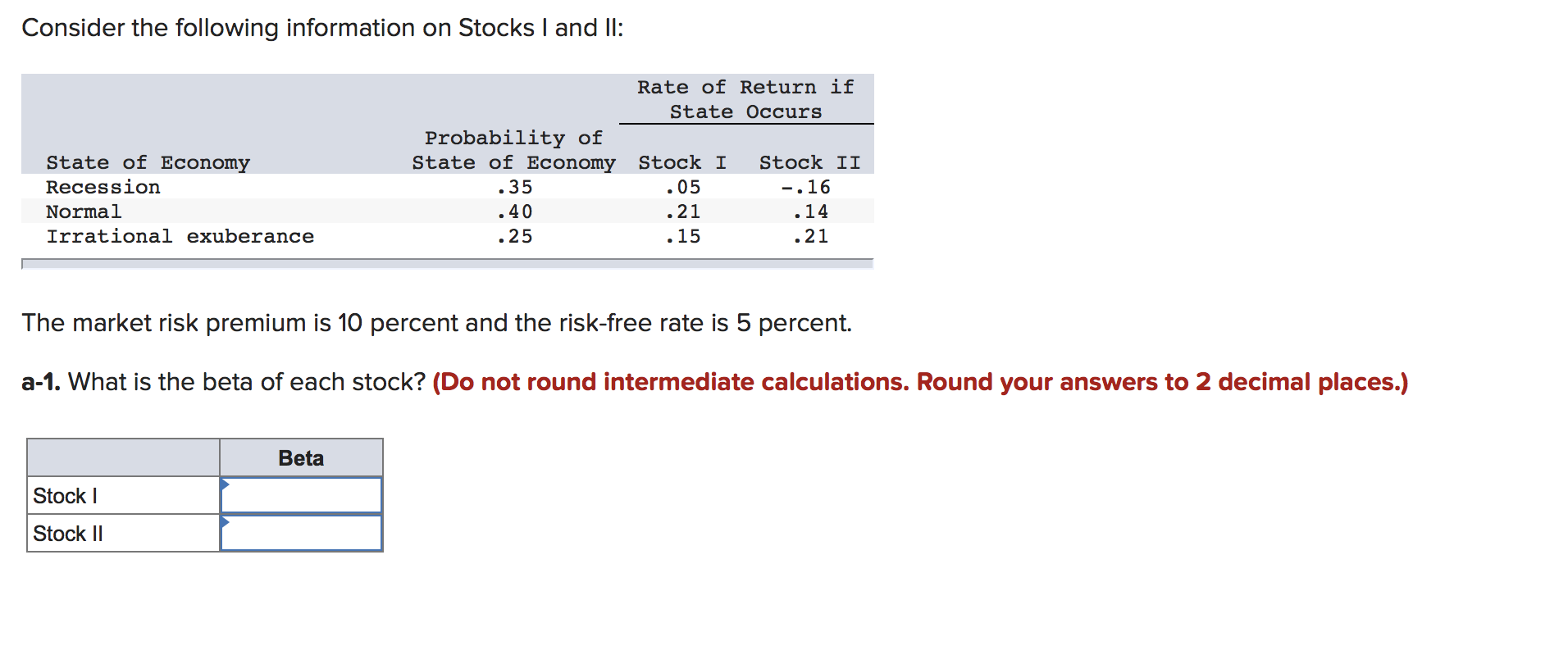 Solved Consider the following information on Stocks I and | Chegg.com