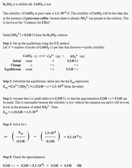 Solved K2SO3 is a soluble salt. CaSO3 is not. The solubility | Chegg.com