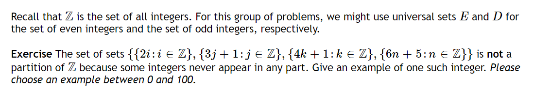 Solved Recall that Z is the set of all integers. For this | Chegg.com