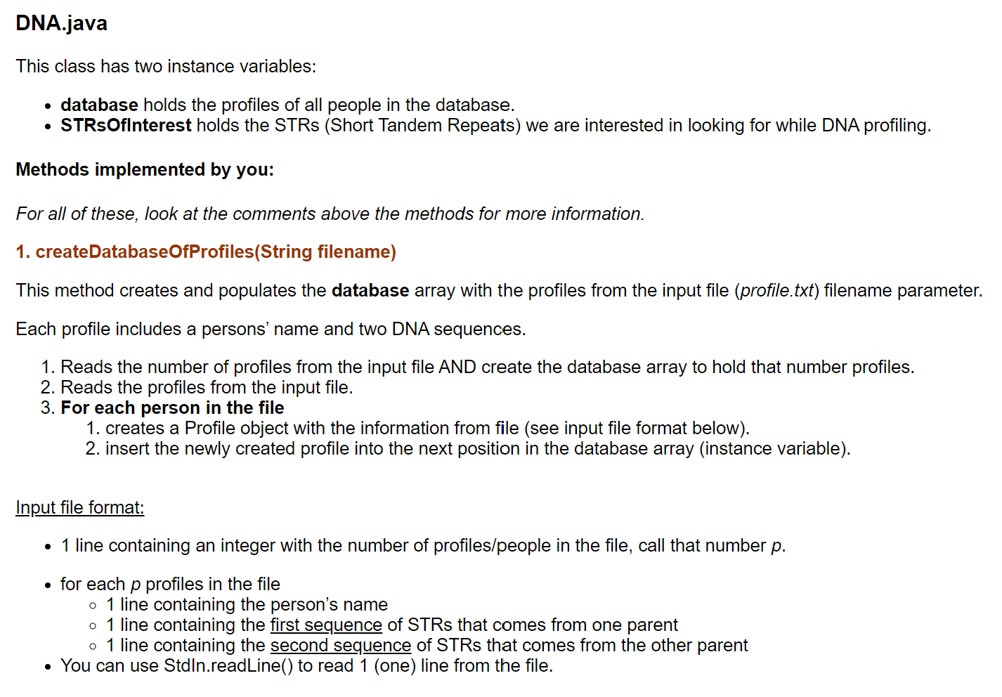 Solved DNA.javaThis class has two instance | Chegg.com