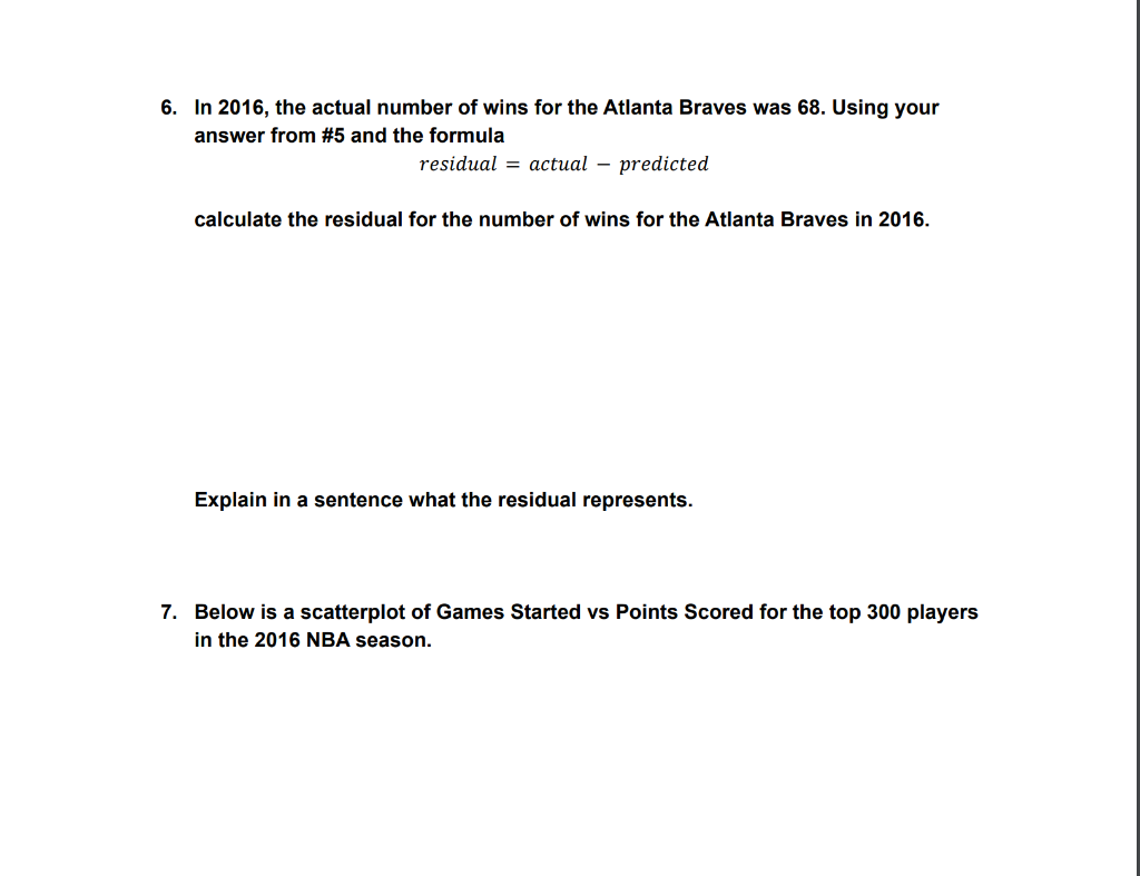 Solved 5. Apply Baseball's Pythagorean Formula to predict
