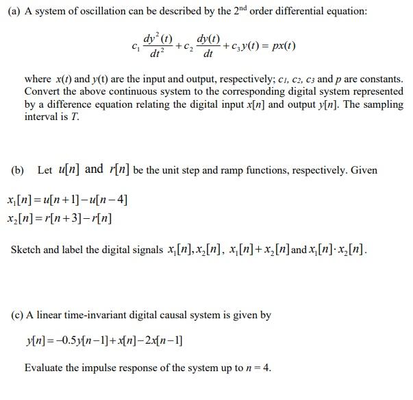 (a) A System Of Oscillation Can Be Described By The | Chegg.com